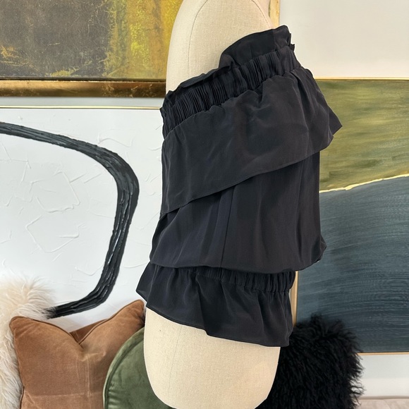 Ty Collection by Tiffany Saidnia 💯 Silk Strapless Ruffle Button Down Blouse - Picture 6 of 9